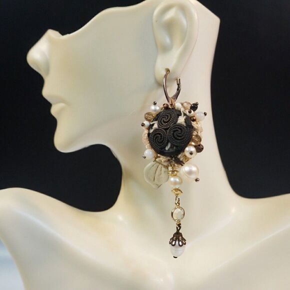 European Artisan Beaded Choker Necklace Earrings Set Boho Festival Hippie - Picture 3 of 10